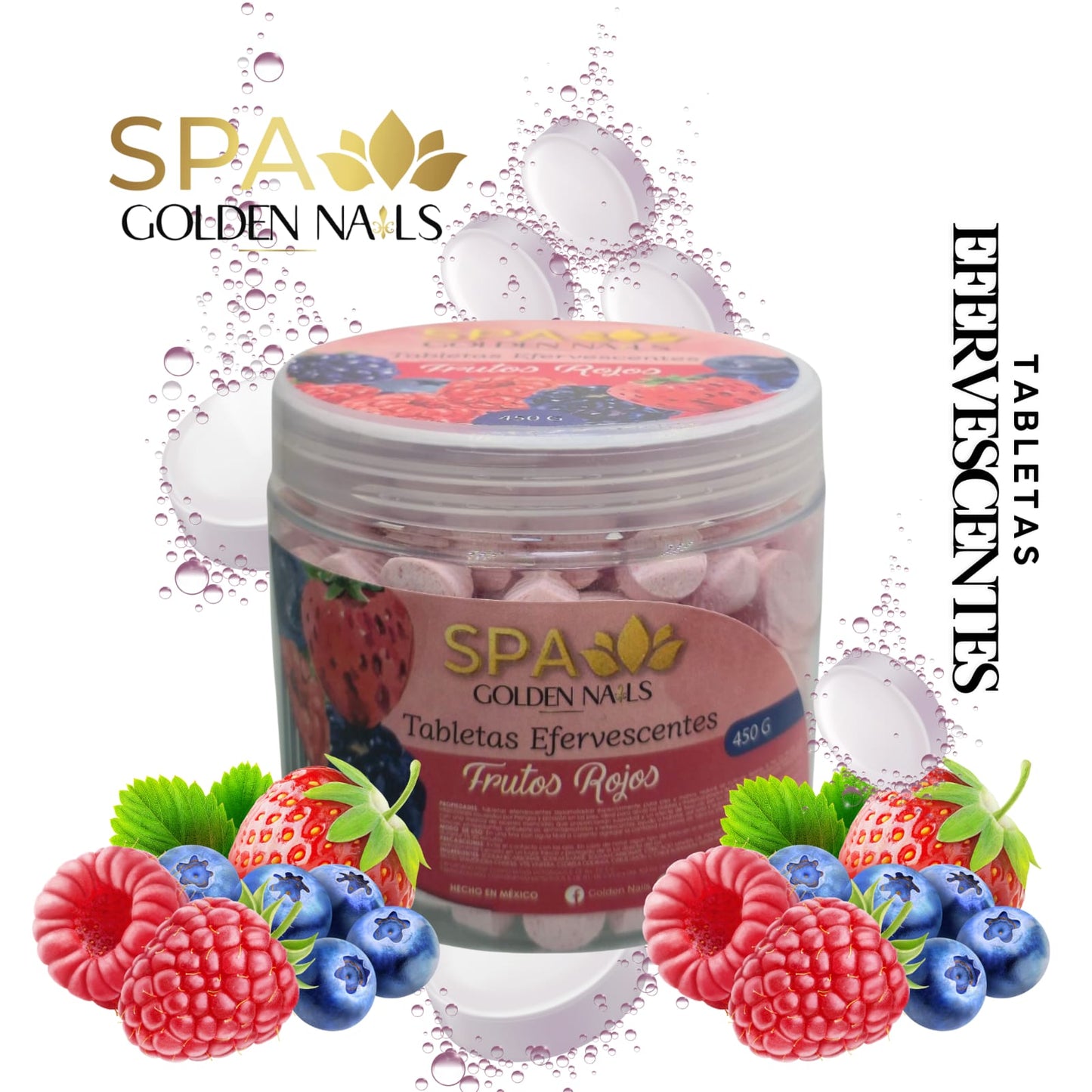 TABLETAS EFERVECENTES ANTIOXIDANTES MANOS Y PIES FRUTOS ROJOS 450GR
