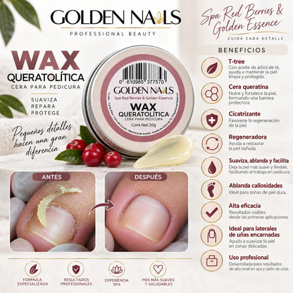 CERA QUERATOLITICA PARA PEDICURA SPA RED BERRY GOLDEN NAILS