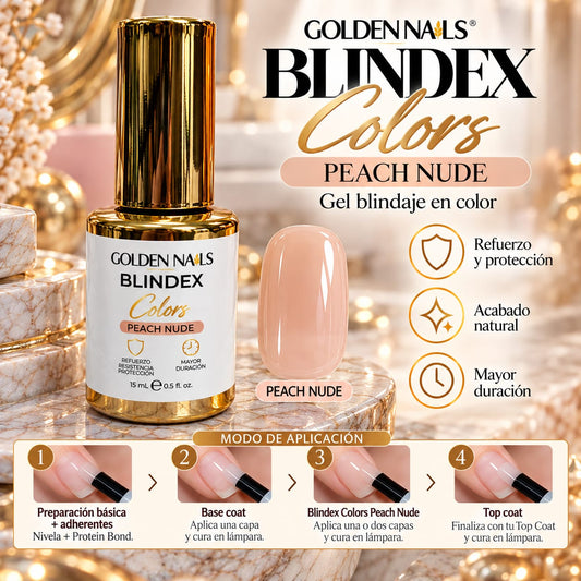 BLINDEX COLORS PEACH NUDE – GEL DE BLINDAJE EN COLOR 15 ML GOLDEN NAILS (Copia)