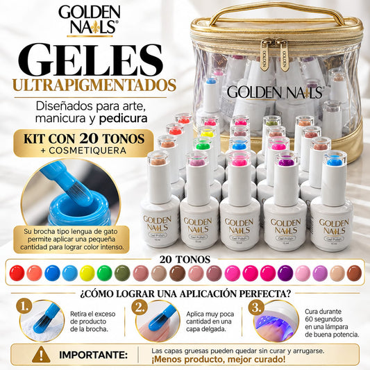 KIT ULTRAPIGMENTADOS GEL POLISH  GOLDEN NAILS