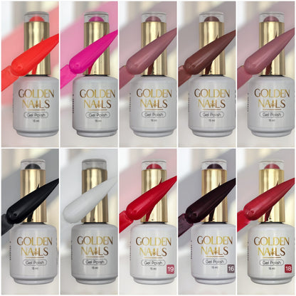 GEL SEMIPERMANENTE DE 3 PASOS, 15ml  VARIOS TONOS PRESENTACION GOLD