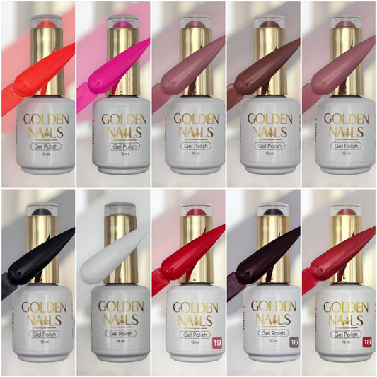 GEL SEMIPERMANENTE DE 3 PASOS, 15ml  VARIOS TONOS PRESENTACION GOLD
