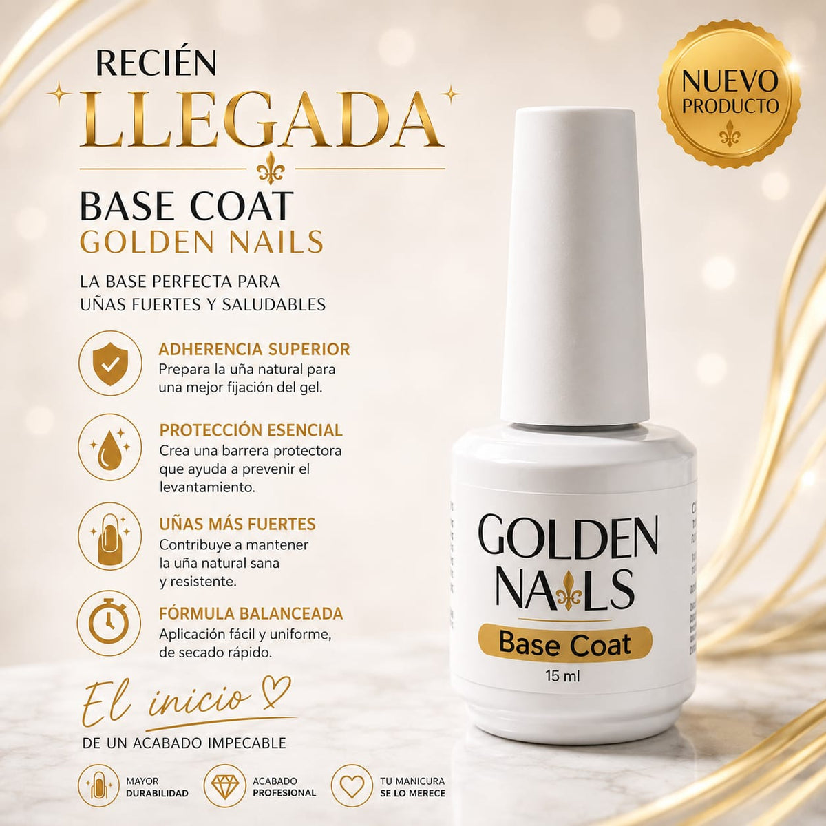 BASES & TOPS COAT GOLDEN NAILS