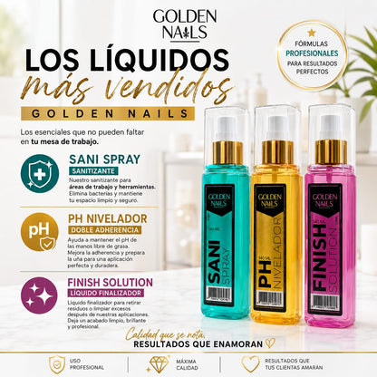 LIQUIDOS GOLD PRESENTACION DE 140ML (FINISH, SANI Y PH)