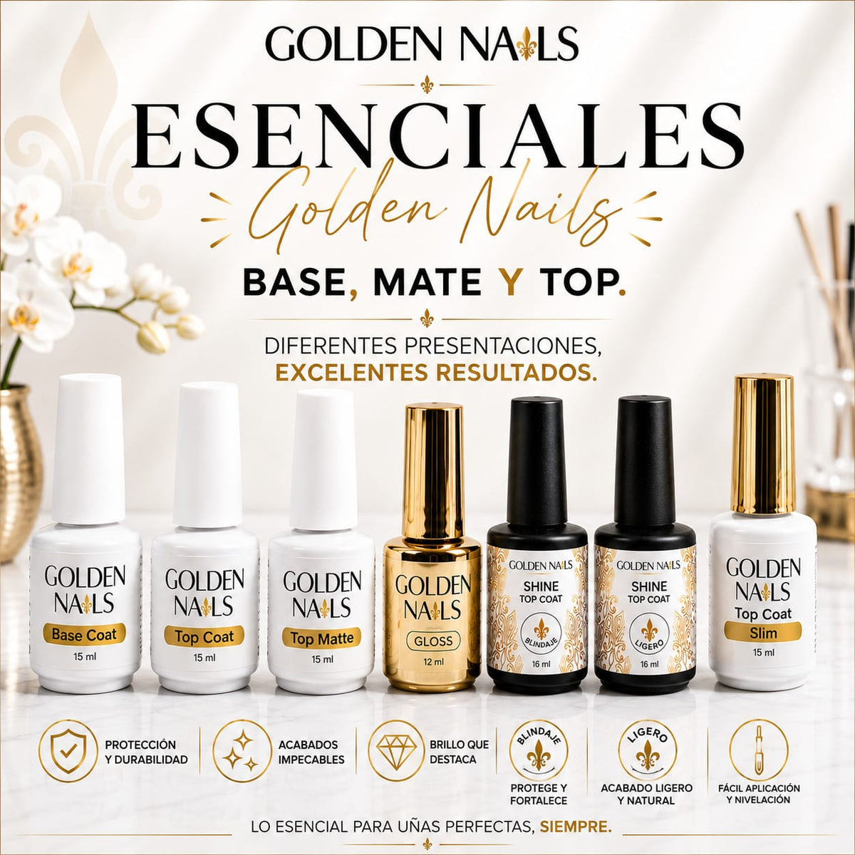 BASES & TOPS COAT GOLDEN NAILS