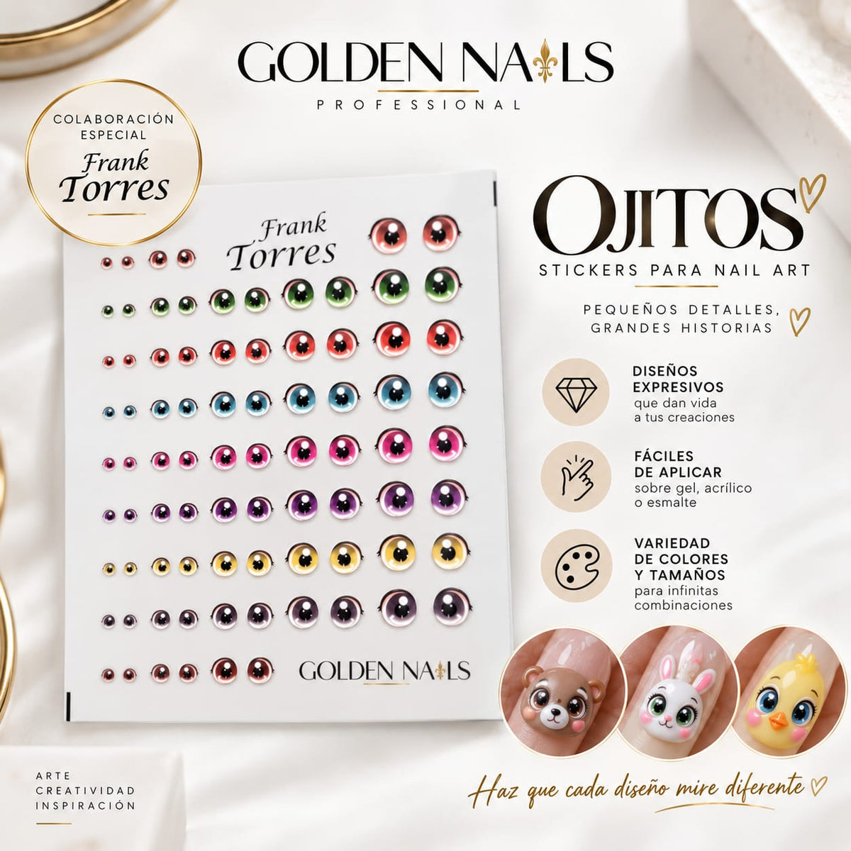 STICKER PEGATINA PARA DISEÑO DE UÑAS GOLDEN NAILS VARIEDAD DE MODELOS