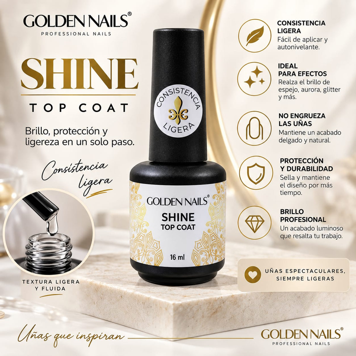 BASES & TOPS COAT GOLDEN NAILS