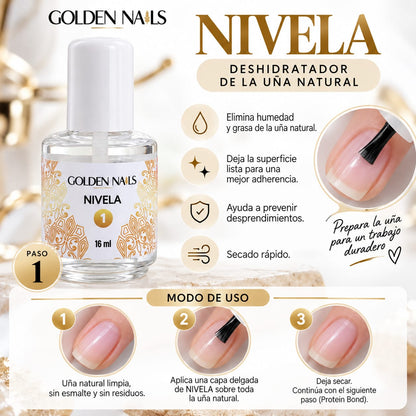 NIVELA – NIVELADOR DE PH  16ml LIQUIDO CON BROCHA GOLDEN NAILS